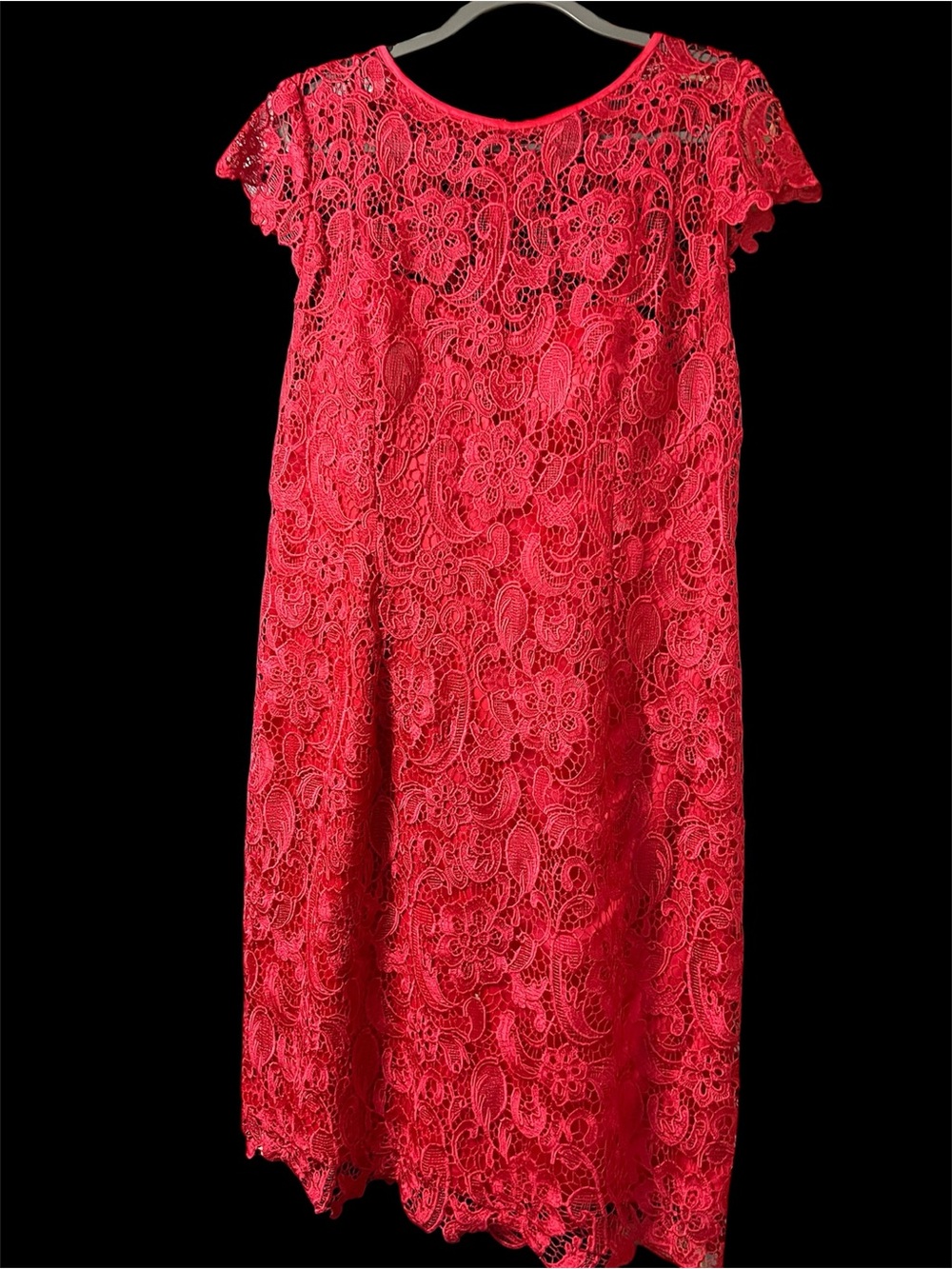Patra Red Lace Dress with Lace Floral Overlay